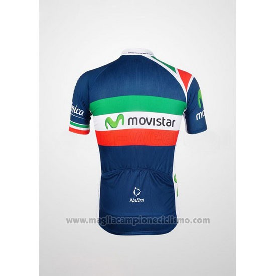 2012 Abbigliamento Ciclismo Movistar Campione Italia Manica Corta e Salopette